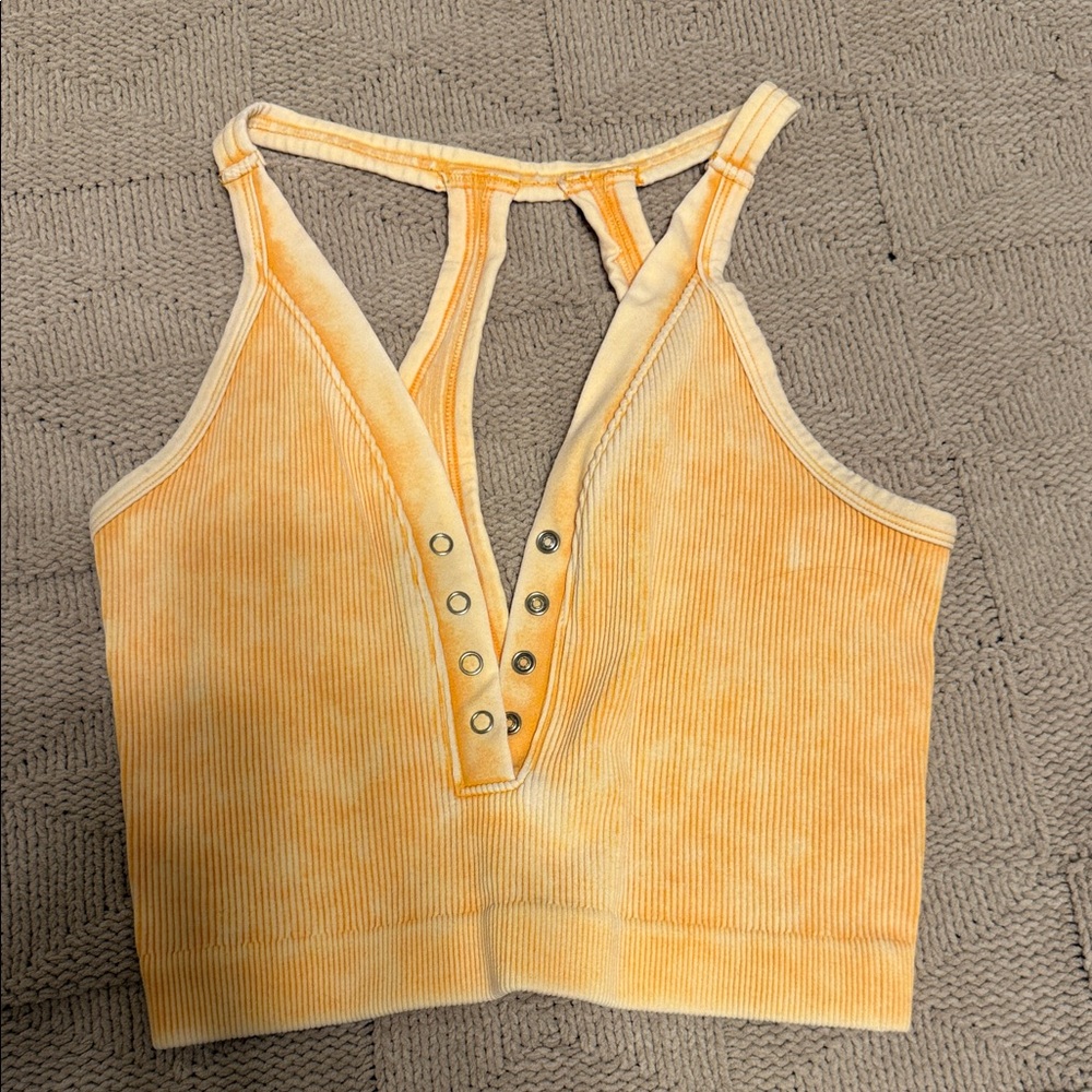 Orange Sleeveless Ribbed Top